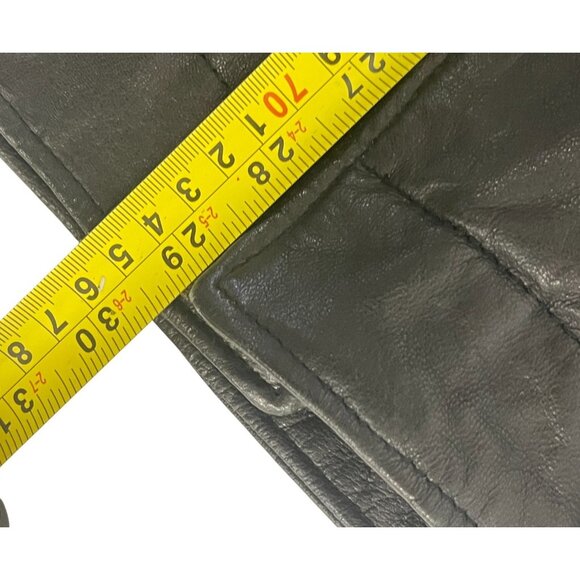 Vintage Mens Motorcycle Biker Leather Jacket cafe Size L Black Full Zip 90s - Picture 6 of 7